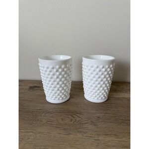 Vintage Fenton Hobnail Milk Glass Tumbler Juice Glasses 2 piece Set